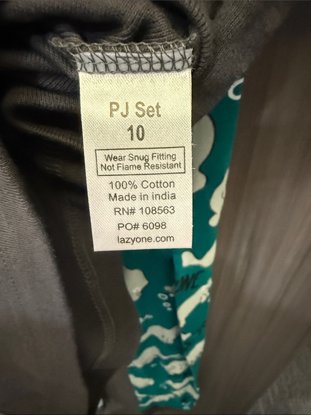 Lazy One Boys' Gray and Teal 'No Wake Zone' Manatee Pajama Set - Picture 5 of 5